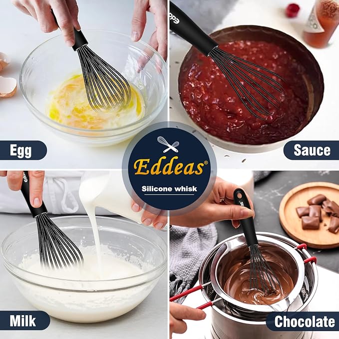 Eddeas Mini Silicone Whisk, Small Silicone Whisk 7+9in, BPA free Non Scratch - Image 4