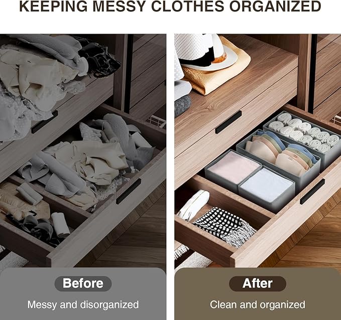 DIMJ Drawer Organizer Clothes Set of 8, Foldable Closet Drawer Organizer - Image 5