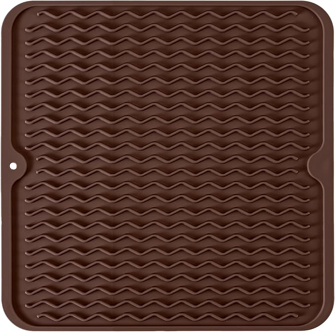 Silicone Dish Drying Mat, Non-Slip Easy Clean Sink Mat Large Heat-resistant by MODENGKONGJIAN