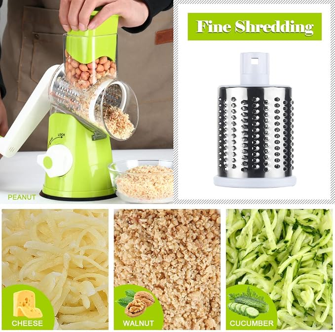 Ourokhome Rotary Cheese Grater Hand Crank, Kitchen Shredder Speed Mandolin - Image 4