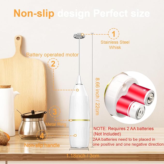 2 Pack Easy Clean Milk Frother Wand | Detachable Whisk, Superior Frothing | - Image 2