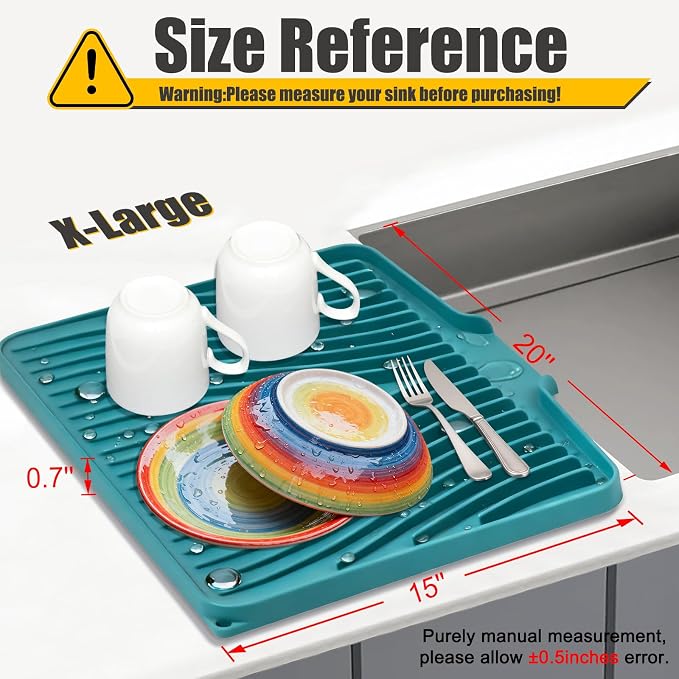 TIKNIK Silicone Dish Drying Mat, Stone Drying Mat - Image 2