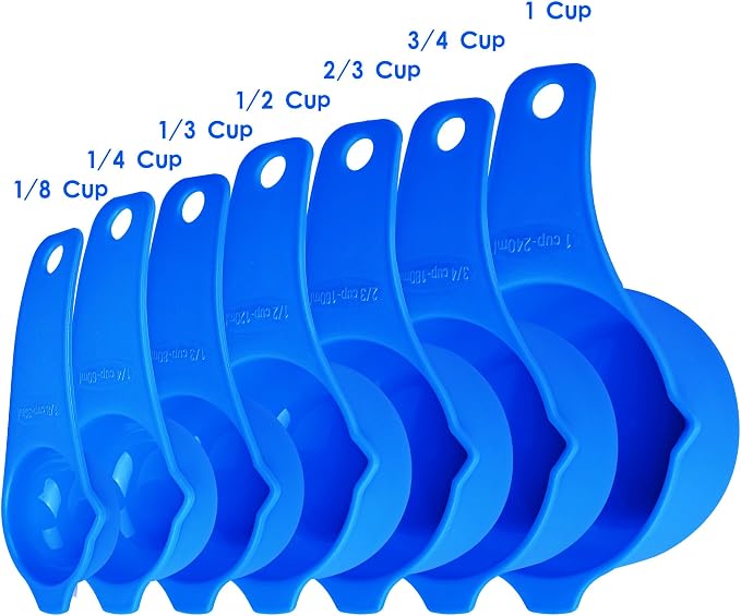 Blue Measuring Cups and Spoons Set 15, 7 Plastic Measuring Cup Set, 7 Spice - Image 2