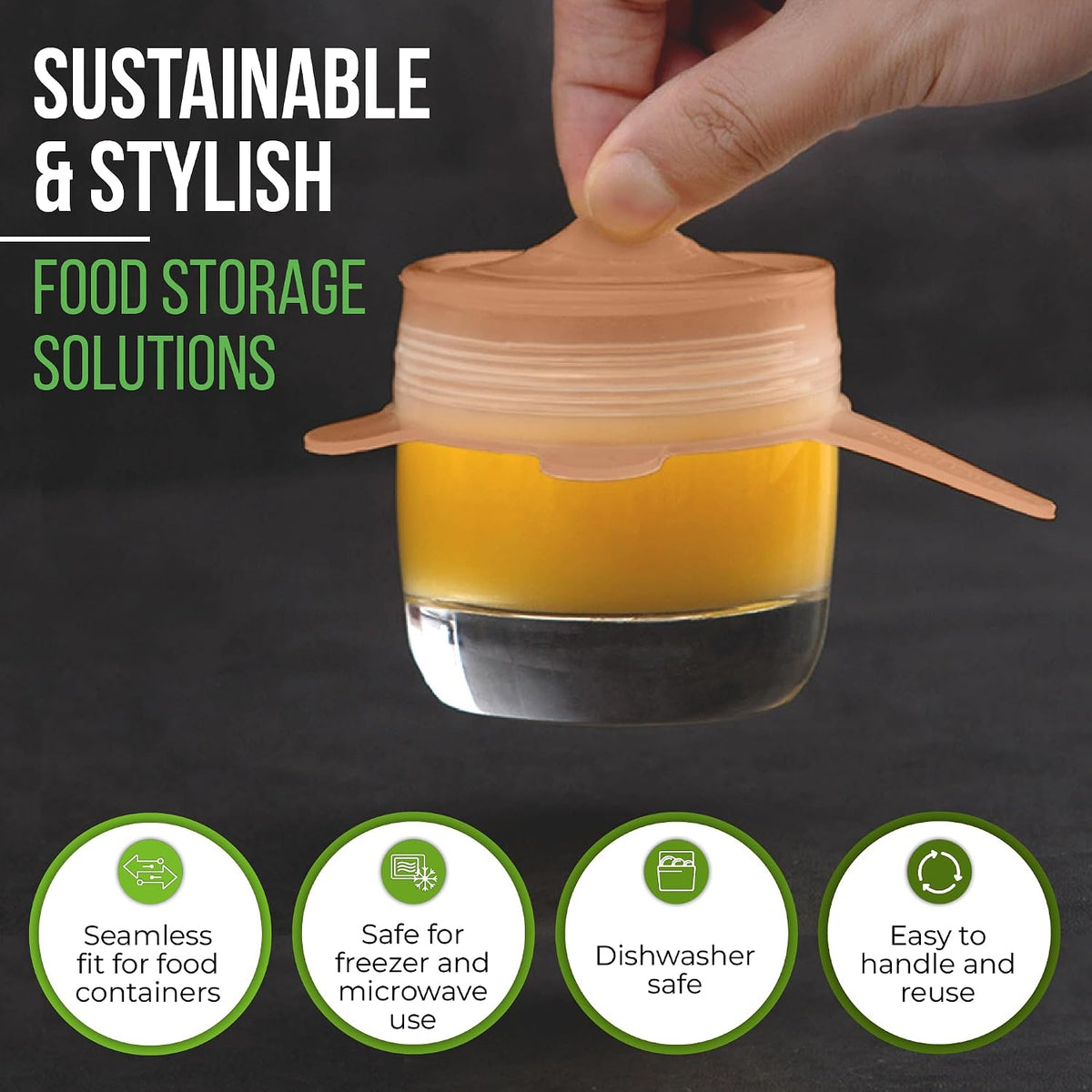 Reusable Silicone Stretch Lids for Food Storage in Fridge - Elastic