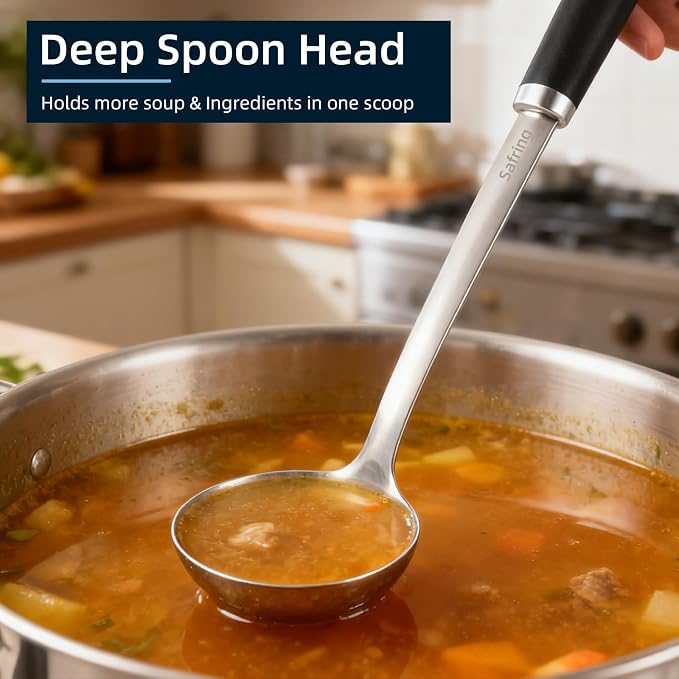 Safring Stainless Steel Soup Ladle and Spaghetti Spoon Set, Heat Resistant - Image 5