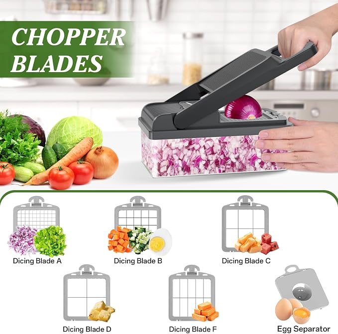 HomeHacks Vegetable Chopper Vegetable Cutter, 15 in 1 Kitchen Gadget, Onion - Image 2