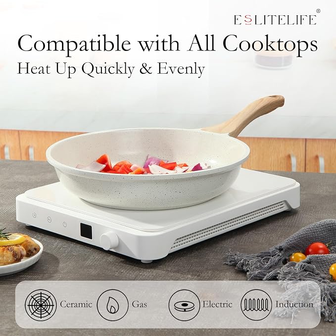 ESLITE LIFE Nonstick Ceramic Frying Pans Skillets Set - Image 4