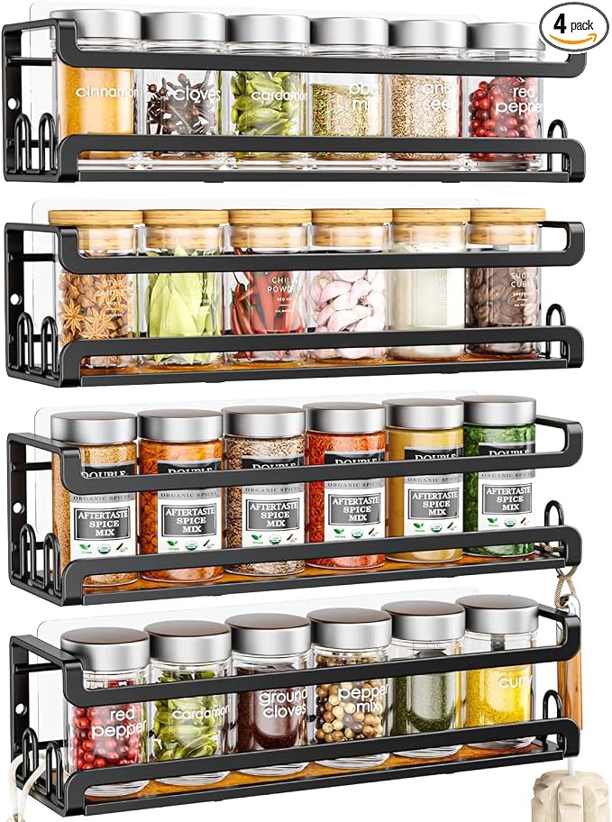 Doakhirmit 4 Pack Wall Mount Spice Rack by Unknown