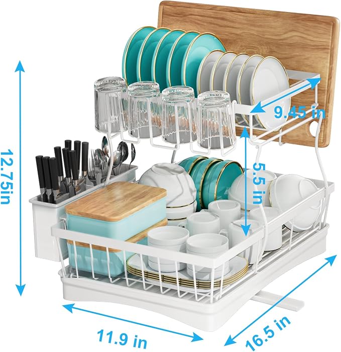 7 code Large Dish Drying Rack, 2-Tier Dish Racks - Image 3