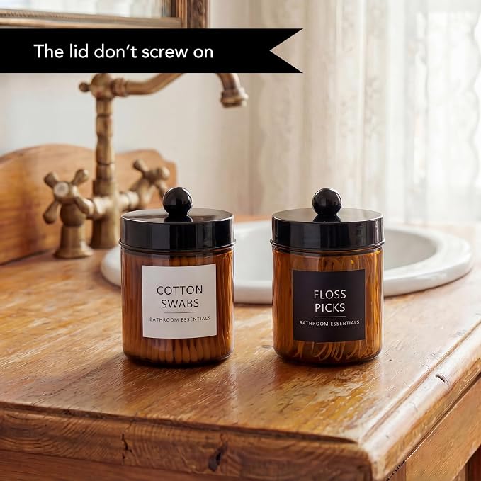 Amolliar Amber Glass Qtip Holder, Apothecary Jars - Image 3