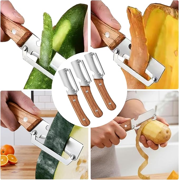 Zero Snag Wooden Peeler, Premium Vegetable Peeler - Image 6