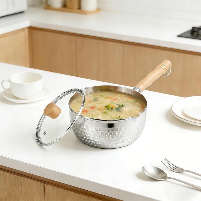 2 Quart Sauce Pan with Lid, Stainless Steel Saucepan with Dual Pour Spouts - Image 5