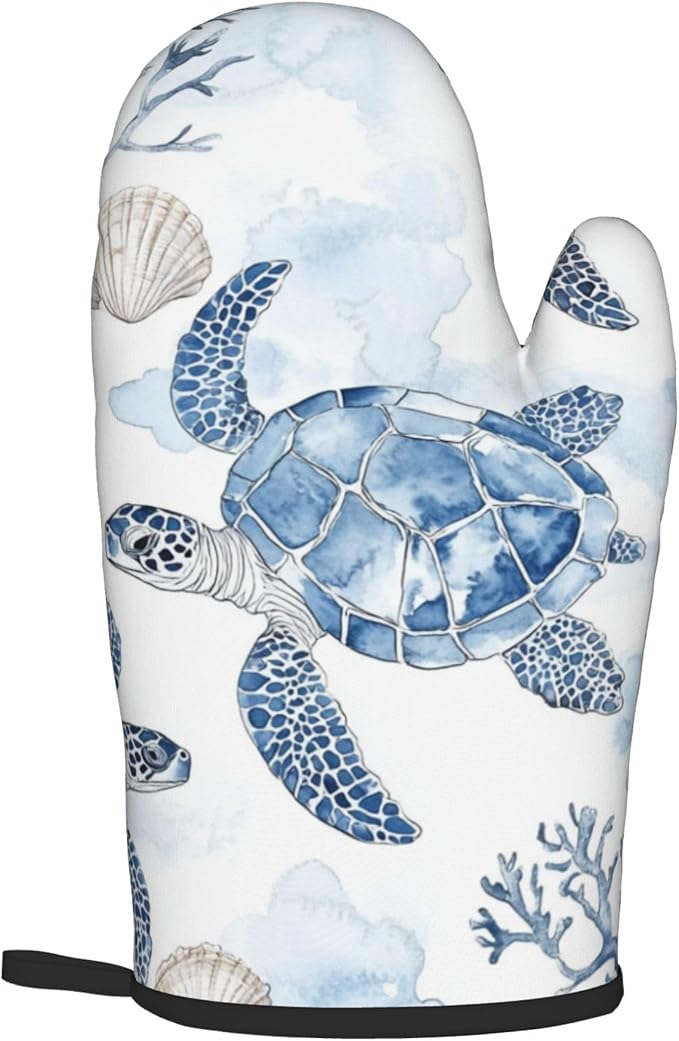Navy Blue Ocean Sea Turtle Oven Mitts and Pot Holders Sets of 2 Summer Gift - Image 8