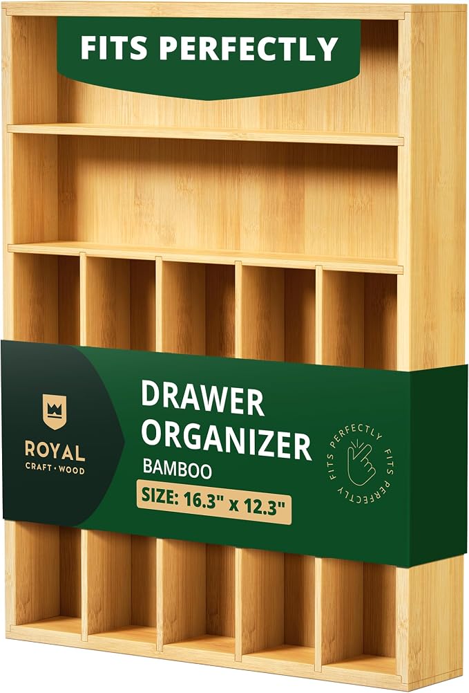 ROYAL CRAFT WOOD Luxury Bamboo Utensil Rack and Silverware Organizer, Kitchen by RoyalCraftWood