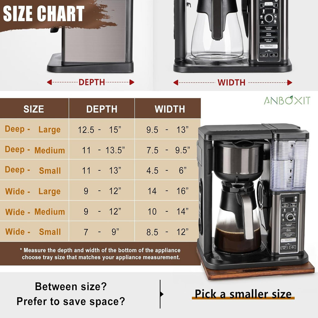 ANBOXIT Pine Wood Appliance Slider, Sliding Tray for Coffee Maker