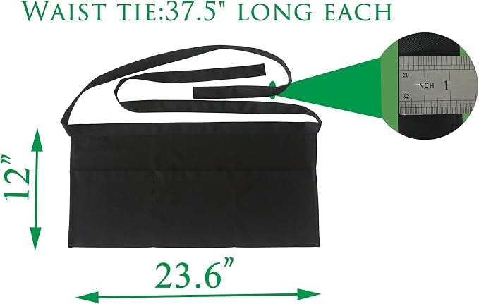 Resist water 3 big Pockets Waist Server Apron Kitchen Restaurant Unisex Half - Image 2