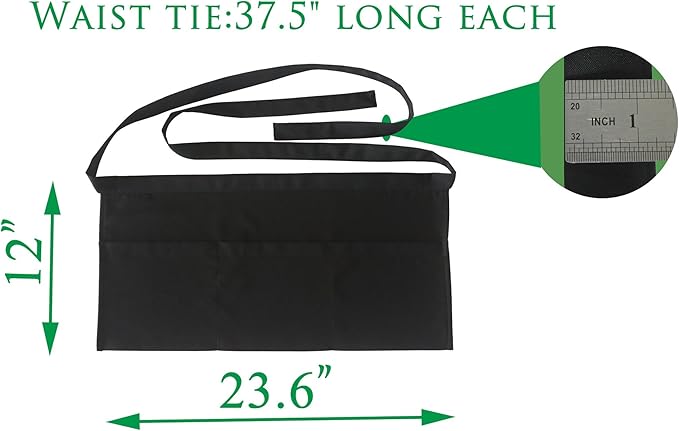 Resist water 3 big Pockets Waist Server Apron Kitchen Restaurant Unisex Half - Image 2