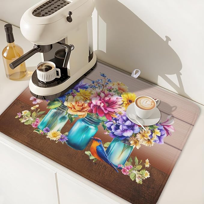 Spring Colorful Flowers Dish Drying Mat - Image 7