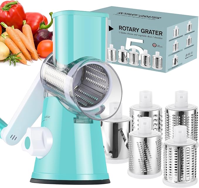 Ourokhome Rotary Cheese Grater Hand Crank, Kitchen Shredder Speed Mandolin by Ourokhome