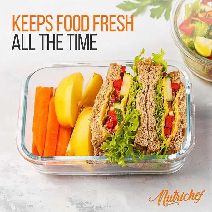 Nutrichef 10-Piece Glass Food Containers - Image 6