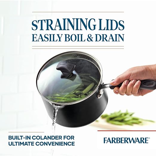 Farberware Cookstart DiamondMax Nonstick Straining Saucepan, Dishwasher Safe - Image 3