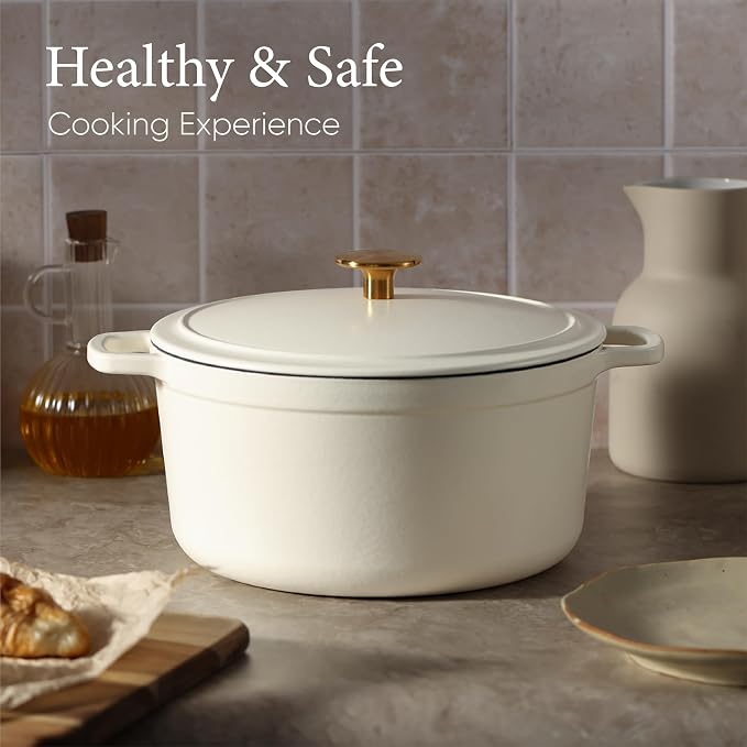 CAROTE 5QT Enameled Cast Iron Dutch Oven Pot - Image 4