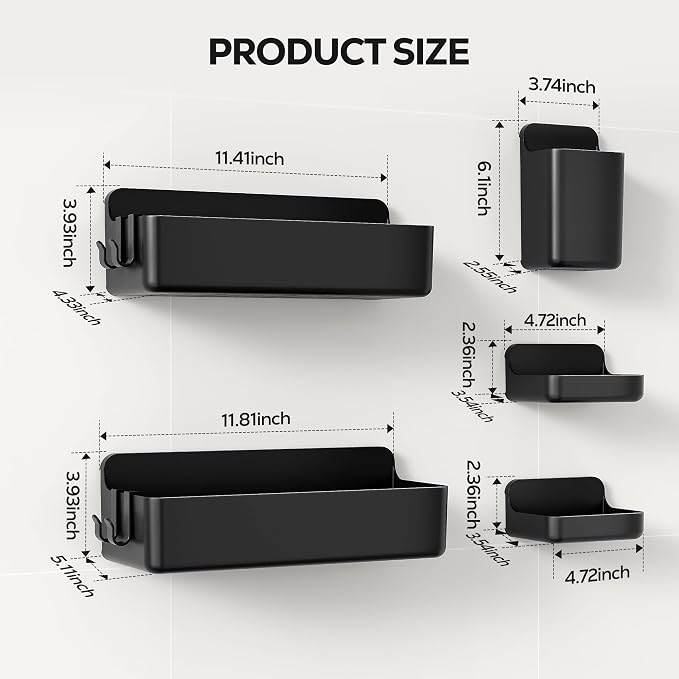 Nieifi Adhesive Wall Shelf, Shower Shelves 5 Pack - Image 2