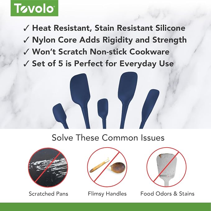 Tovolo Flex Core 5 Piece Silicone Spatula Set Heat Resistant All Silicone - Image 3
