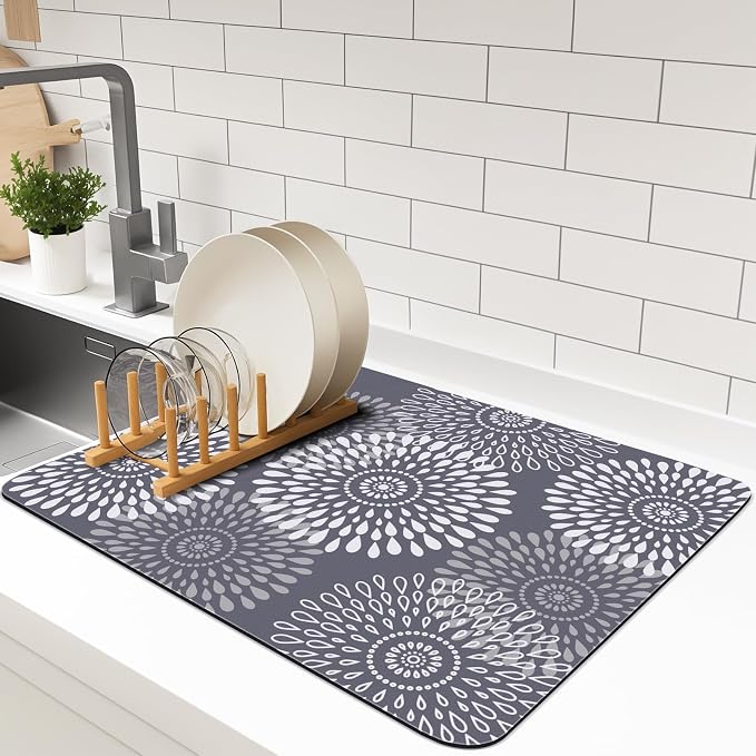 LuxStep Dish Drying Mat Super Absorbent Kitchen Counter Mat Rubber Backing by LuxStep