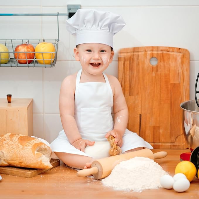 2PCS Baby Chef Outfit Set, Baby Apron and Chef Hat - Image 4