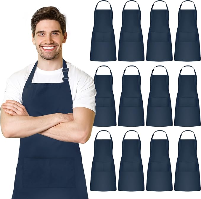 Adjustable Bib Apron 100% Polyester Kitchen Aprons Waterdrop Resistant Aprons by Avalon+Kitchen