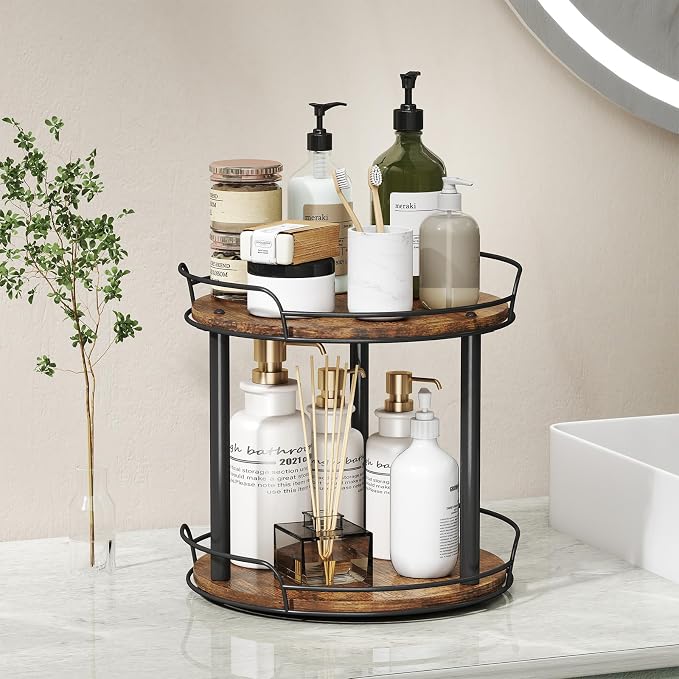 LAMU 12'' Wood Lazy Susan Turntable Organizer - Image 9