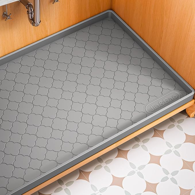 Jin&Bao Waterproof Under Sink Mat 22" x 19", Thick Silicone Mat Cabinet by Jin%26Bao