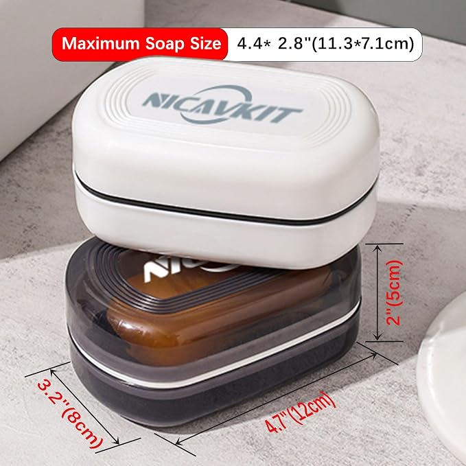 2Pack Travel Soap Container, Leakproof Travel Soap Box Bar Soap Dish Case - Image 2