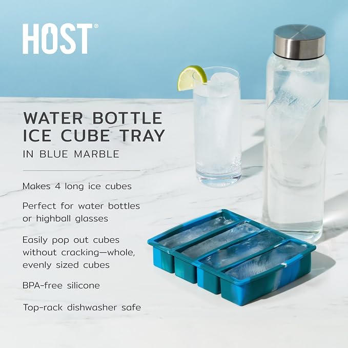 Host Ice Cube Tray, Makes Four 5-Inch Long Cubes, Durable Silicone Trays - Image 2