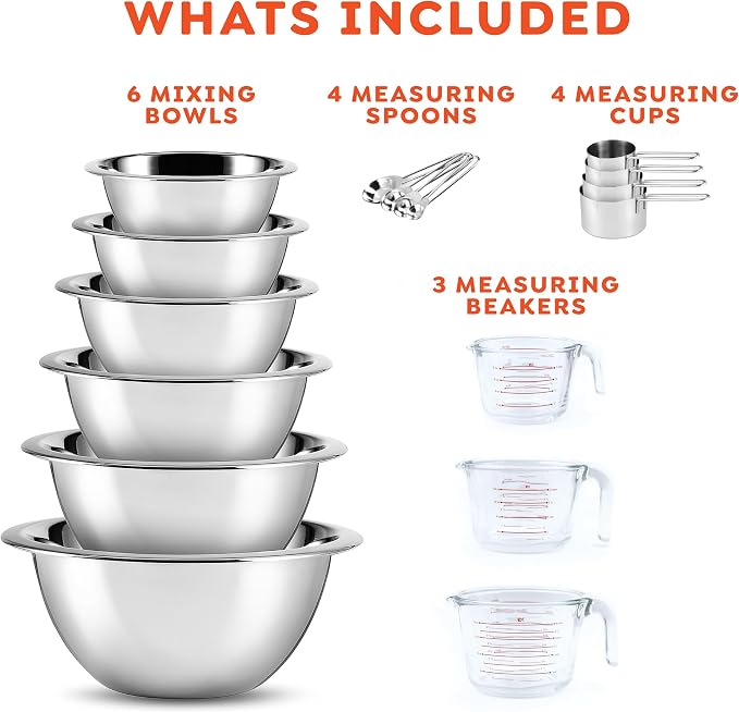 Eatex Mixing Bowls with Measuring Cups & Measuring Spoons 17 Piece Set - Image 2