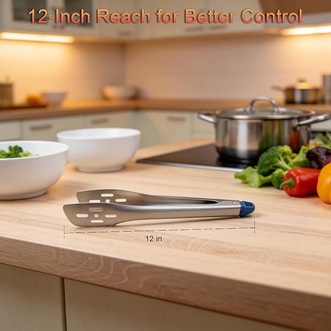 Kitchen Tongs, Food Grade Stainless Steel Cooking Tongs, Heat Resistant - Image 2