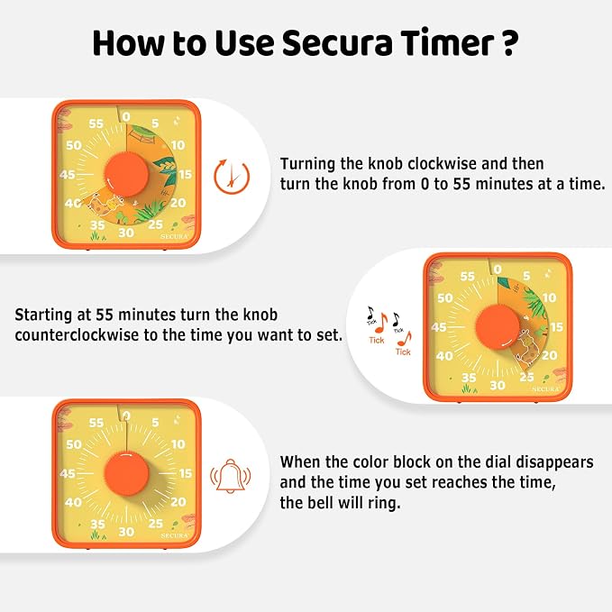 Secura 7.5-Inch Animal Pattern Visual Timer - Image 3
