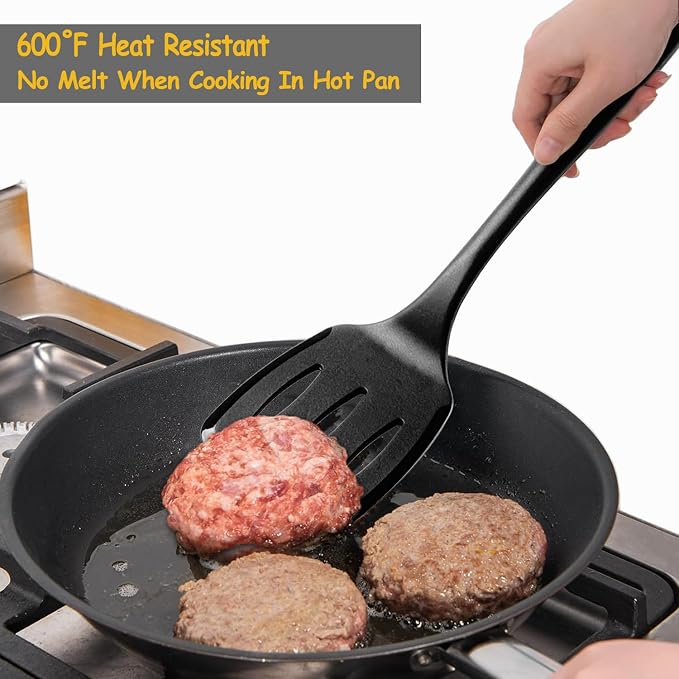 Silicone Spatula Set, 600°F Heat Resistant Silicone Spatula Turner Flipper - Image 6