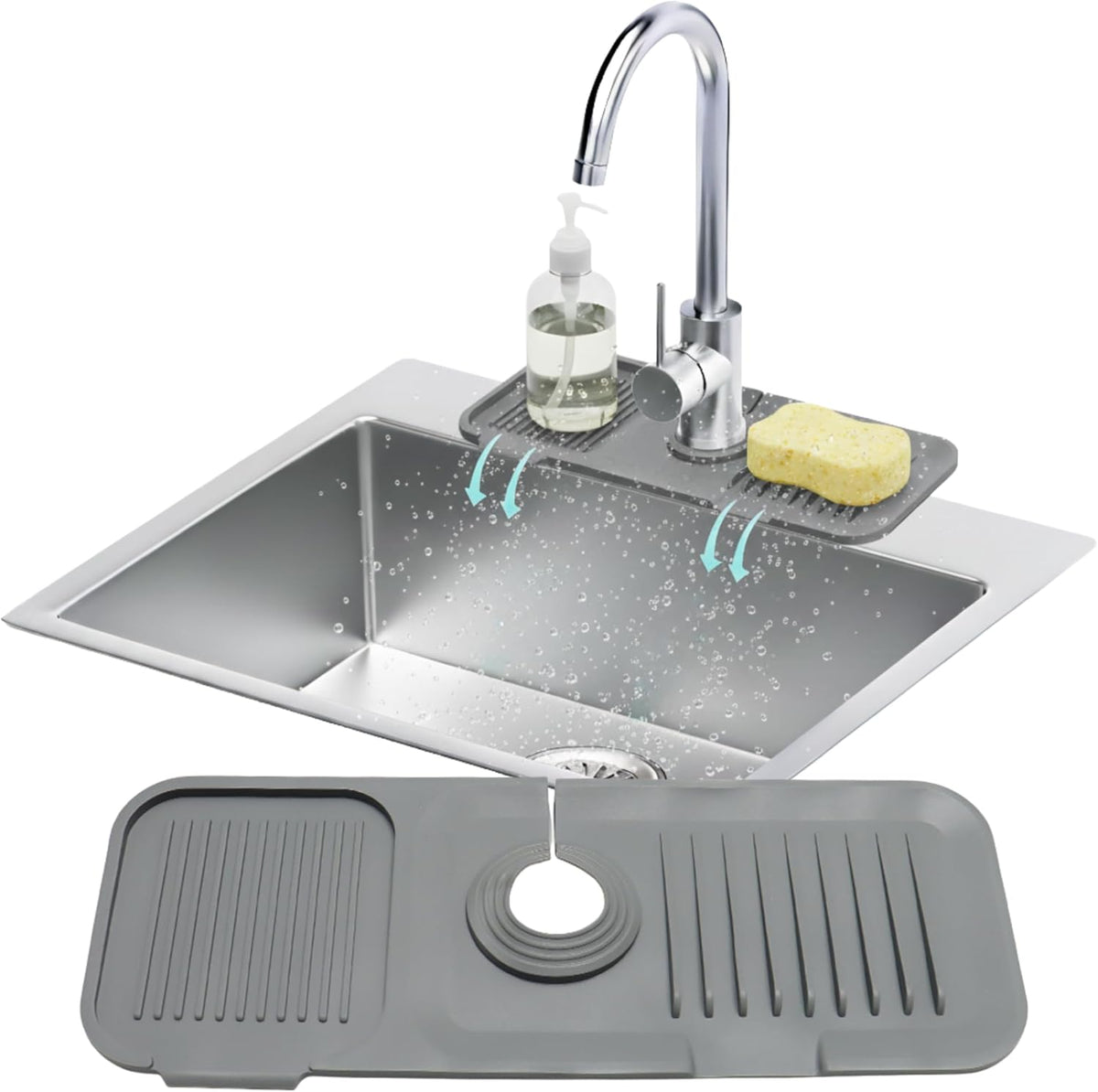 14.6” Silicone Faucet Mat For Kitchen Sink, Kitchen Sink Splash Guard