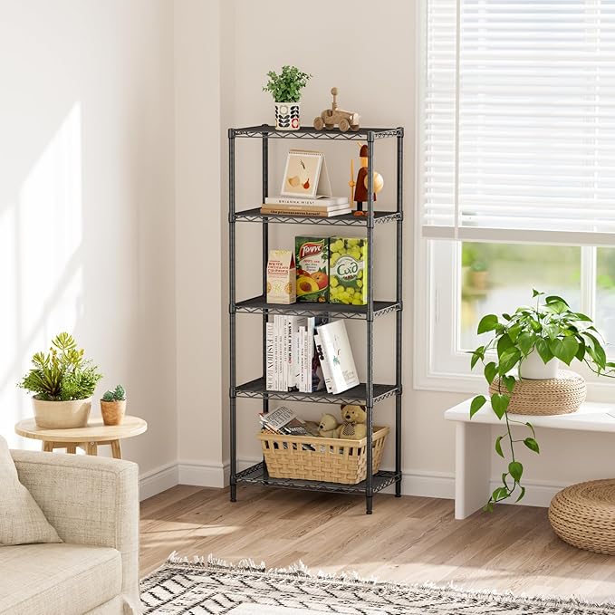 SINGAYE 5 Tier Storage Shelves Wire Shelving Unit Shelve Metal Kitchen Laundry - Image 4