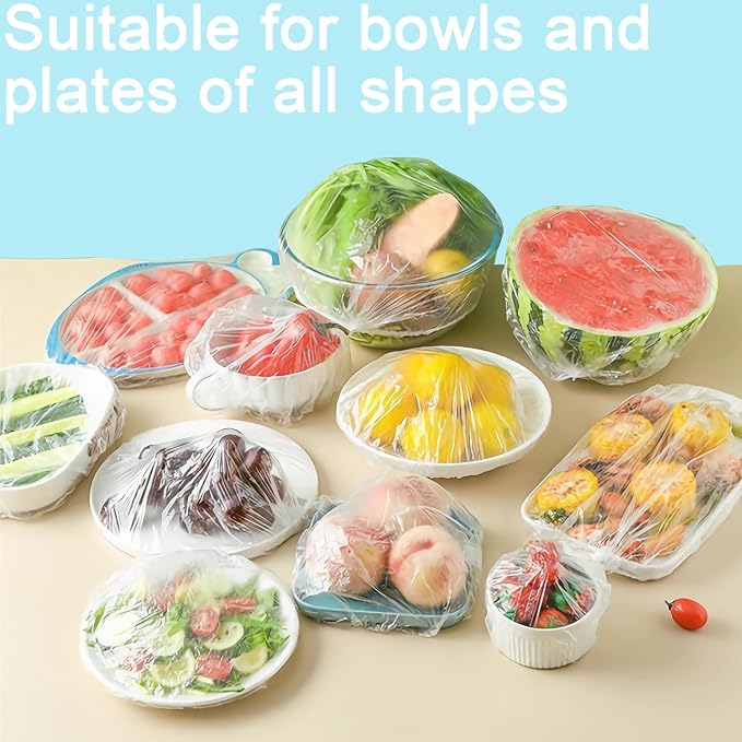 500pcs Plastic Bowl Covers Food Cover, Food Fresh Keeping Bags Elastic Reusable - Image 3
