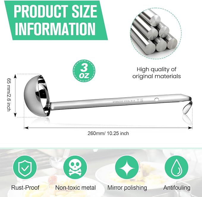 meekoo 1 Pieces Stainless Steel Ladle Soup Handle Ladle - Image 3