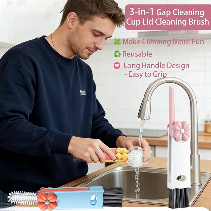 Cup Lid Gap Cleaning Brush, 3 in 1 Cup Lid Brush, Home Kitchen Crevice Brush - Image 6