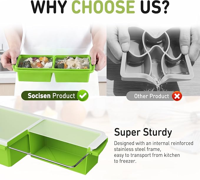 Silicone Freezer Tray with Lid Soup Freezer Container Molds with Steel - Image 4