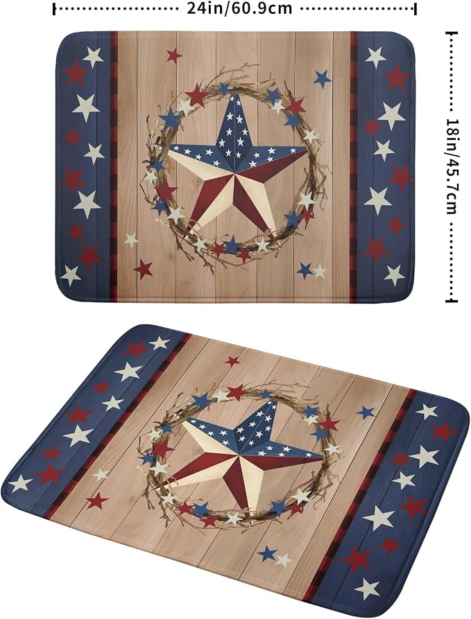 4th of July Dish Drying Mat for Kitchen Counter Patriotic Farmhouse Rustic - Image 2