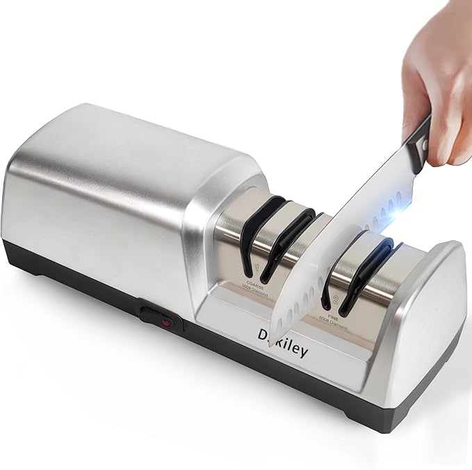 Electric Knife Sharpener for Kitchen – Professional 2-Stage 100% Diamond System by dskiley