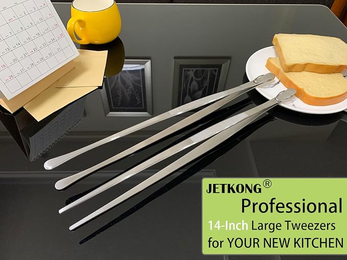 JETKONG 2 Pcs 14-Inch Food Tweezers Stainless Steel Tweezer Tongs Extra-Long - Image 4