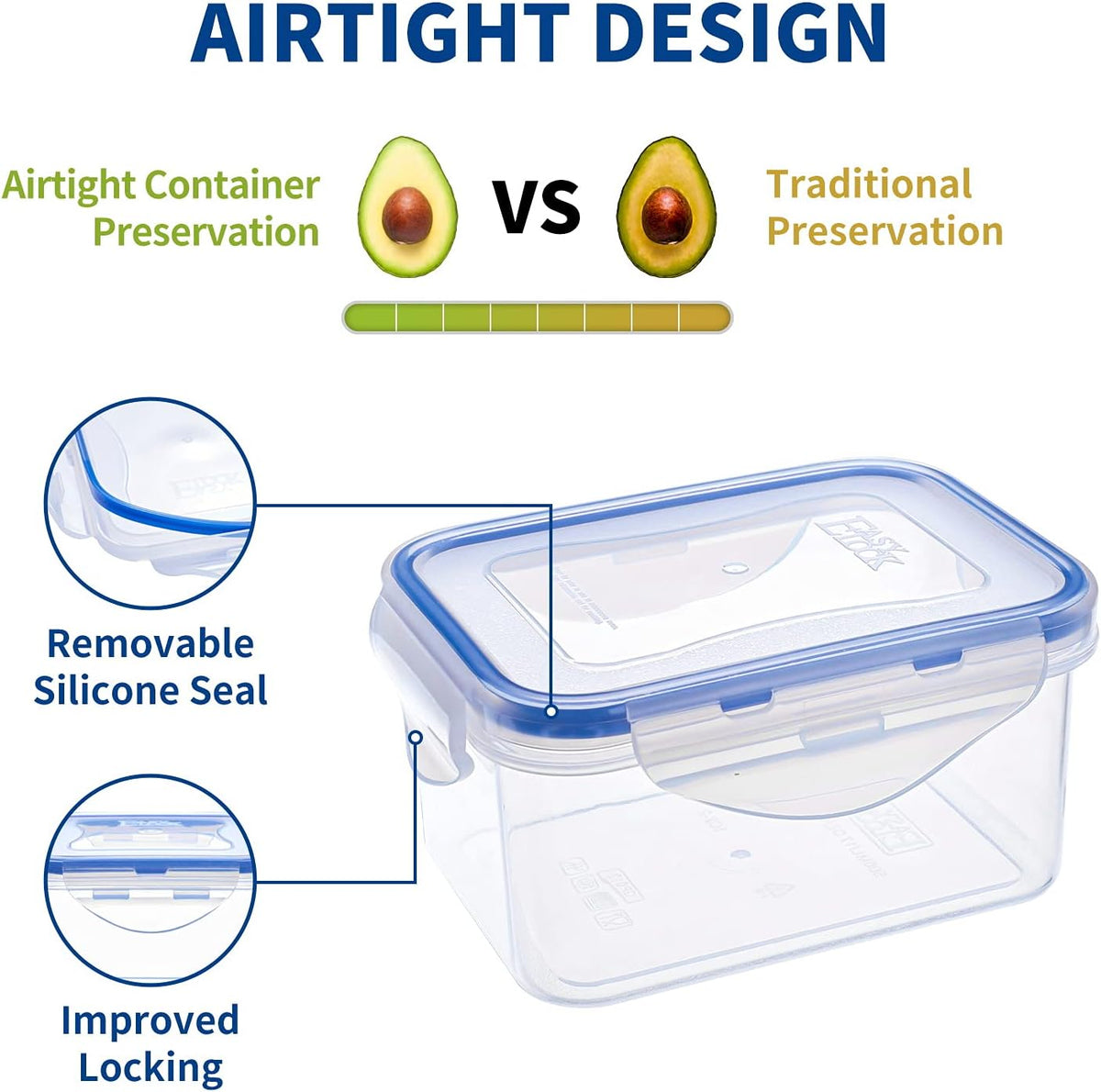 KIGI Small Food Storage Containers, 4 Count (2.1 Cup)