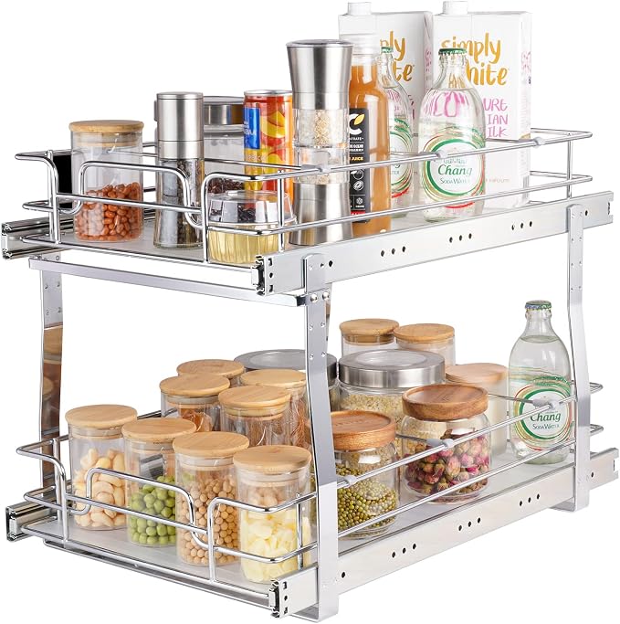 VEVOR Pull Out Cabinet Organizer, Chrome-Plated Steel Roll Out Drawer by VEVOR